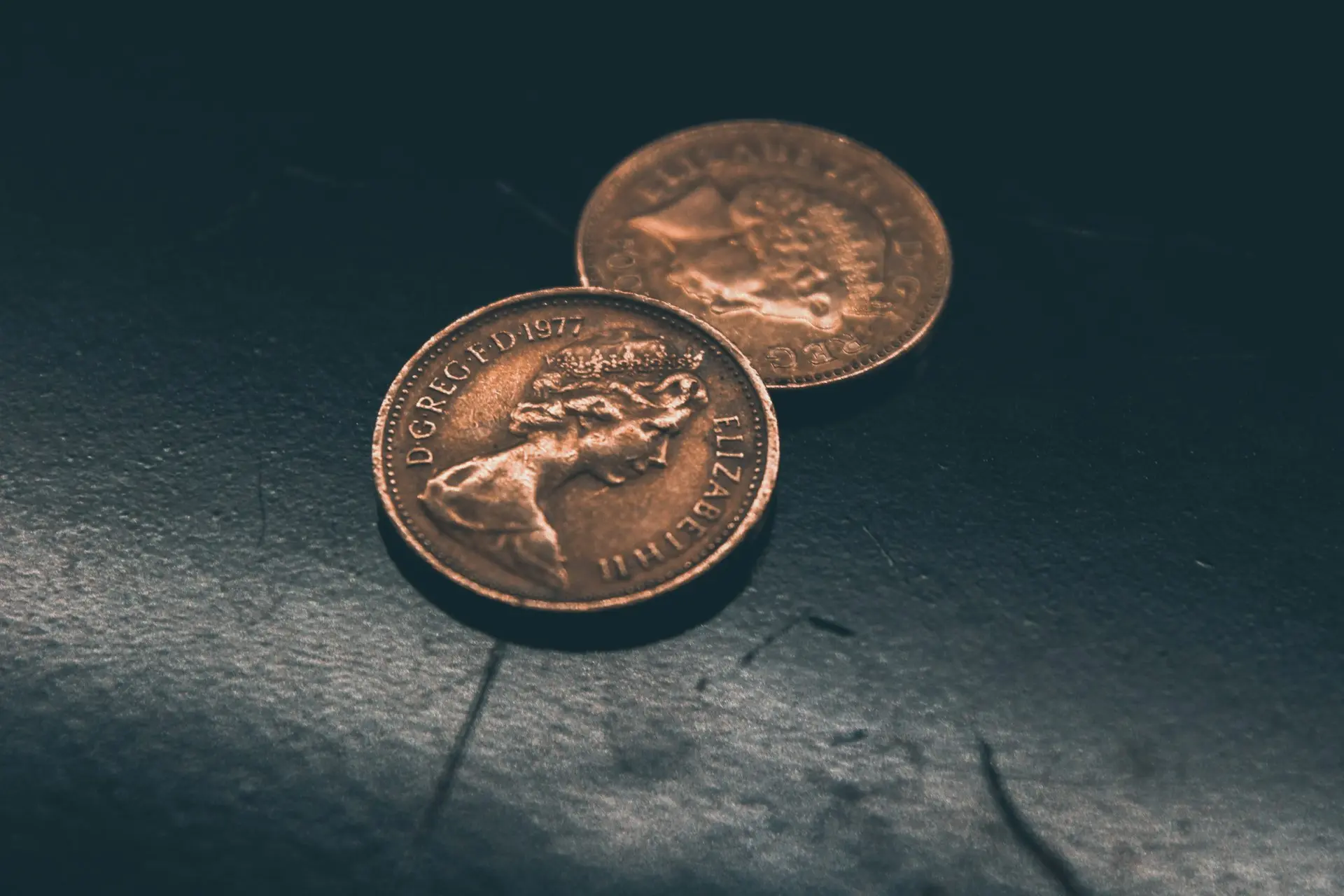 two round gold-colored coins